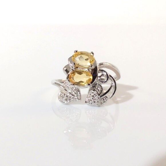 Citrine Bypass Ring Sterling Silver Size 7 - Picture 3 of 8